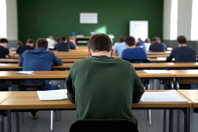 A student is reading something in the class